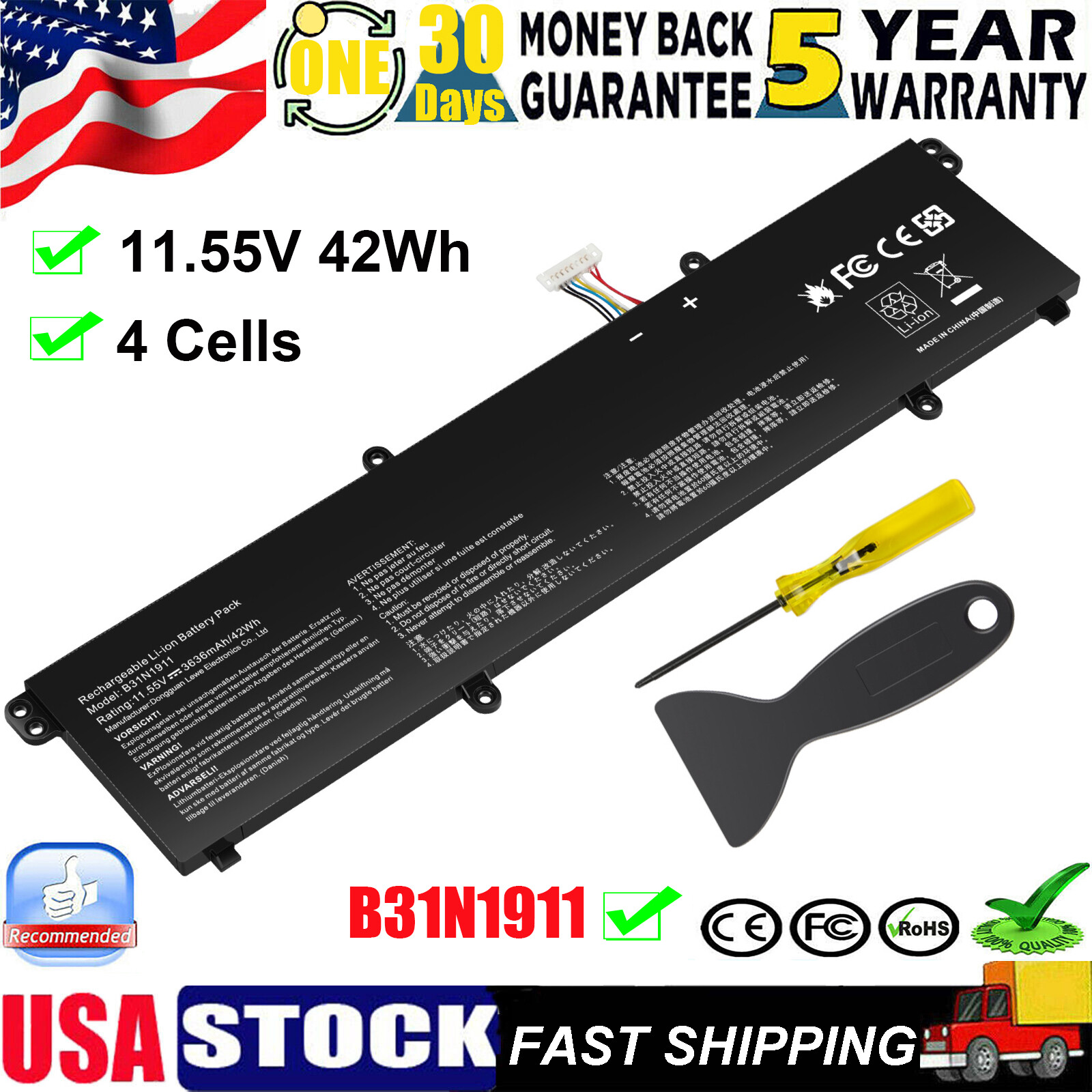 B31N1911 Battery for ASUS VivoBook Flip 14 M413 M413DA TM420IA TM420IA K413 X413