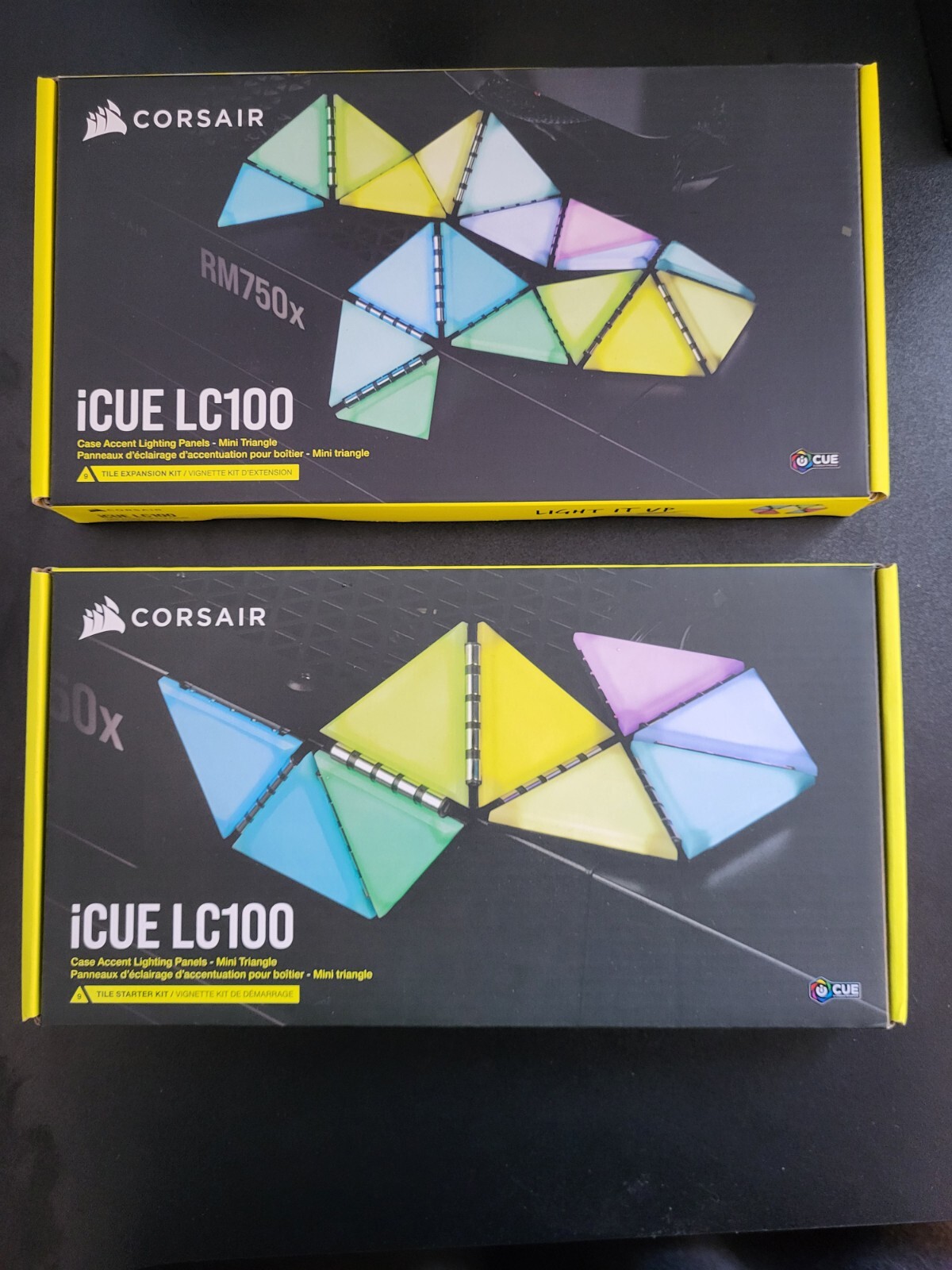 Corsair iCUE LC100 Case Accent Lighting Panels - Mini Triangle - 9X Tile Starter
