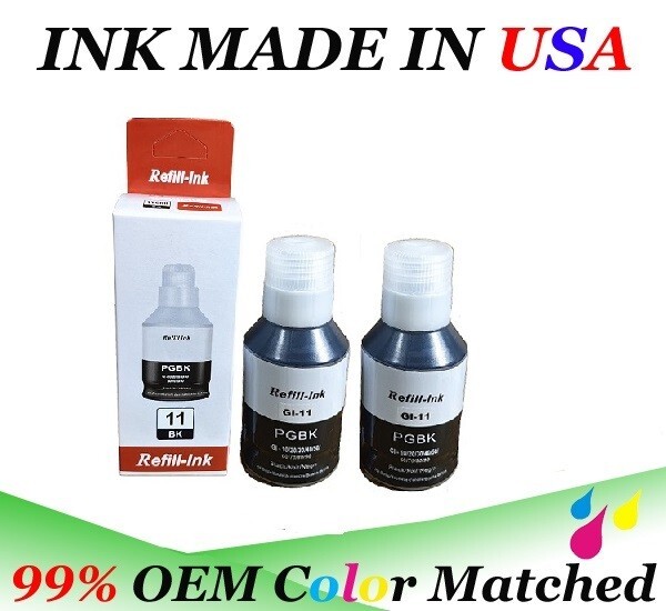 2 Packs set of GI-11 GI 11 Black Ink Bottle for Canon PIXMA Megatank G2160 G3160