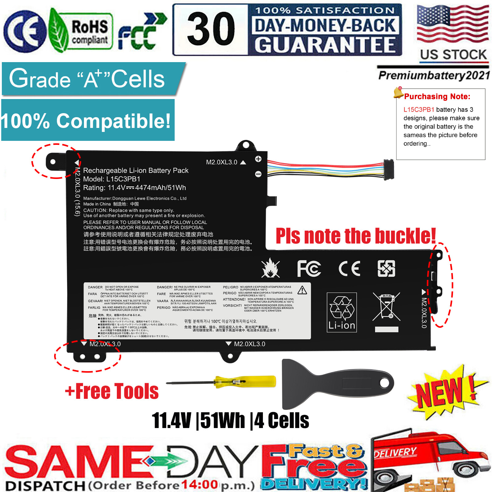 ✅L14M2P21 L14L2P21 Battery for Lenovo IdeaPad 330S-15IKB 330S-14IKB L15C3PB1 NEW