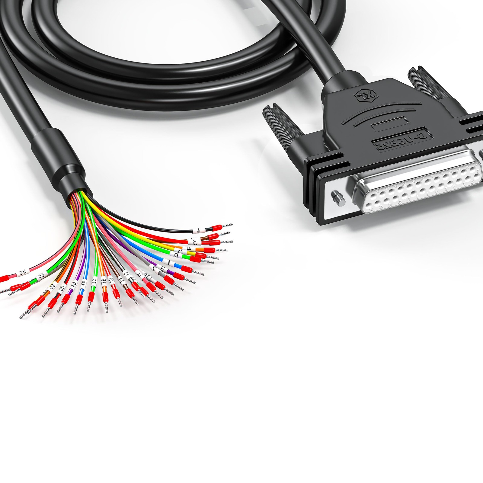 1 PCS 10 FT DB25 Female Connector To Bare Wire 24AWG Extension Cable Terminal