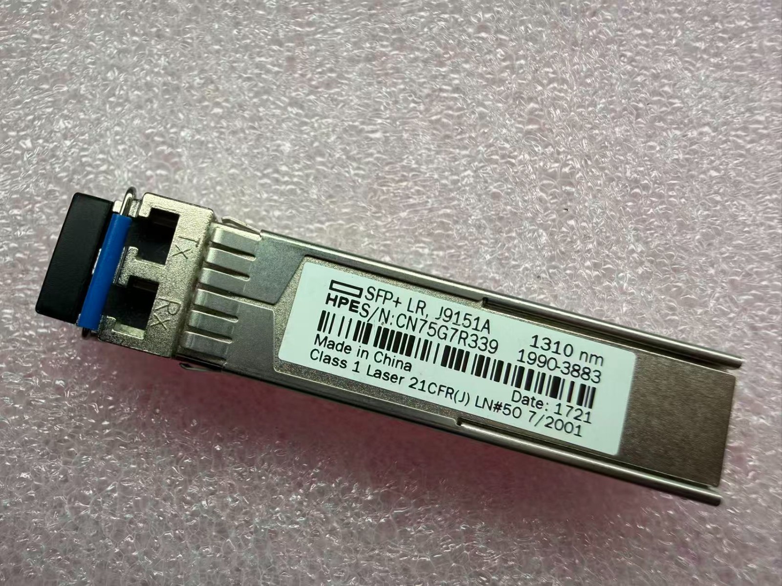 HPE J9151A SFP+ 10G LR 1310nm 10km LC Single Mode Transceiver 1990-3883