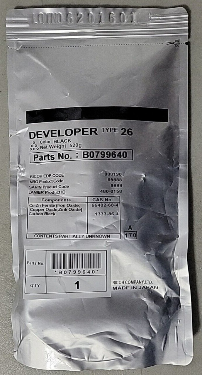New Genuine Ricoh Type 26 Black Developer B0799640 - 