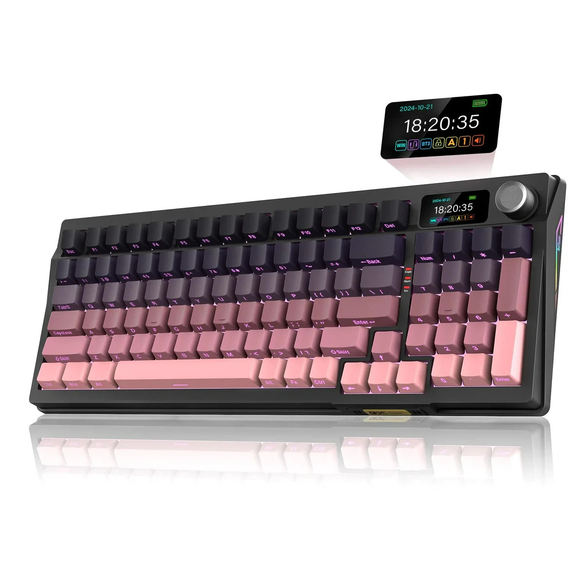 RedThunder K95 Wireless Mechanical Keyboard, RGB Backlit, Gradient Pink