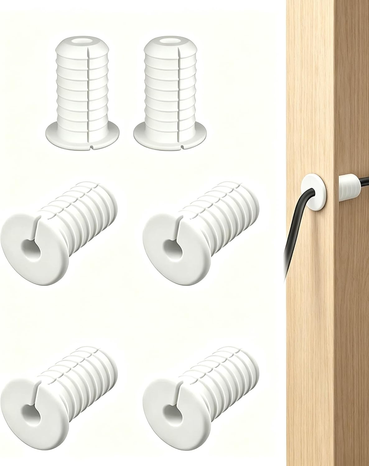 4 Pack 3/4 Inch 19mm White Split Cable Grommet - Waterproof Anti-Slip Wall