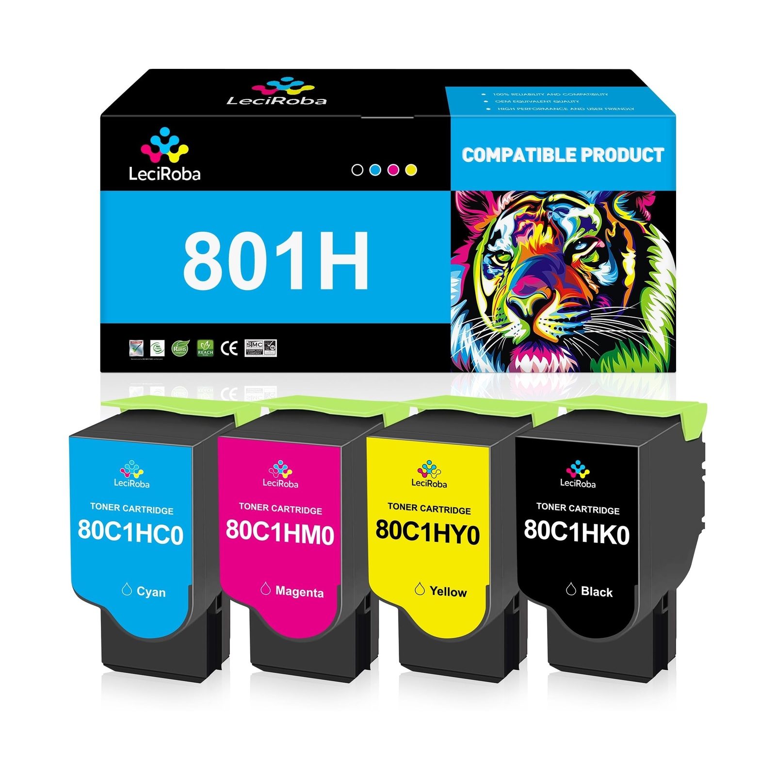 LeciRoba 80C1HK0 80C1HC0 80C1HM0 80C1HY0 801H Compatible Toner Cartridge for ...