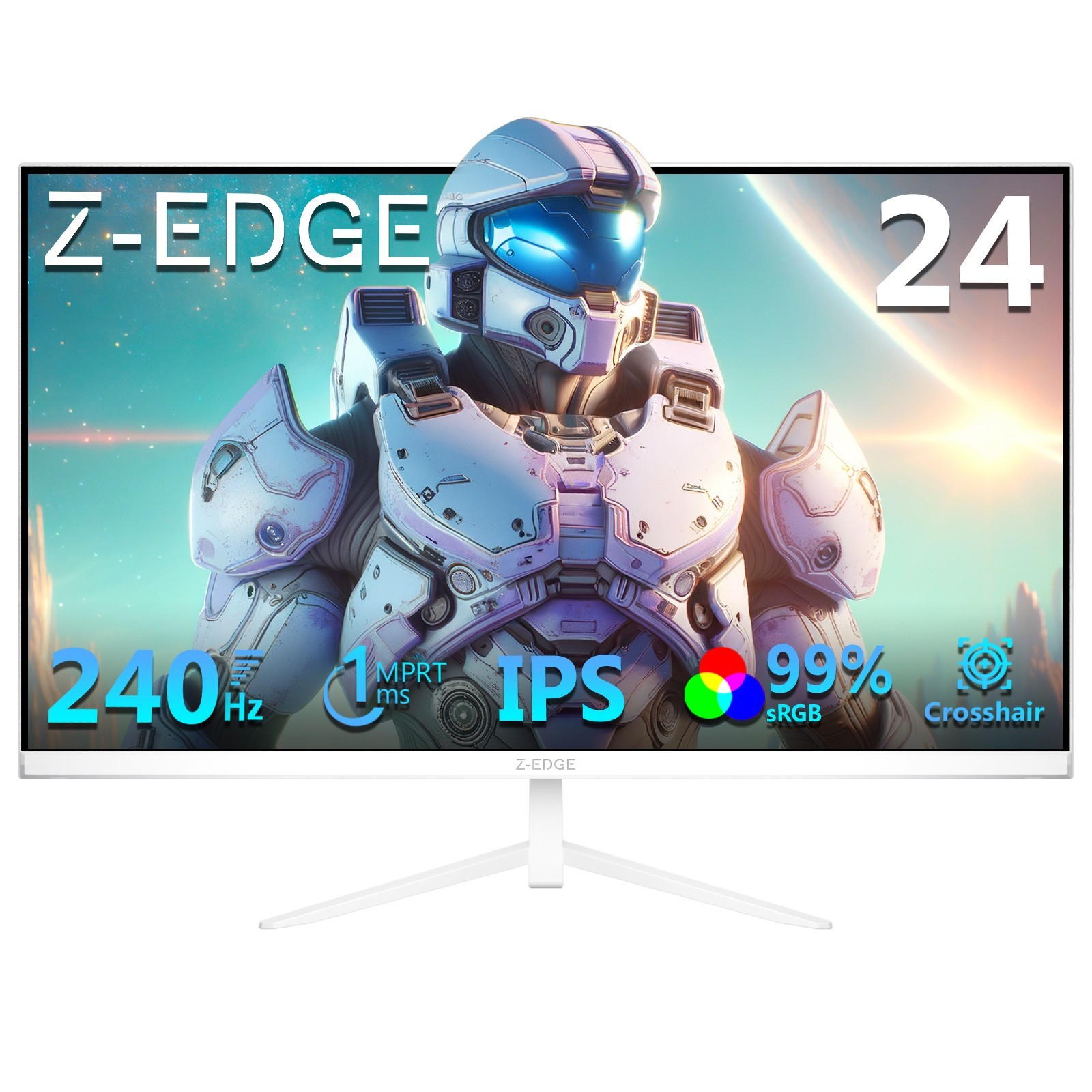 Z-EDGE UG24PJ (White) 24" 1080P Full HD 240Hz 1ms IPS Gaming Monitor, 99% sRGB