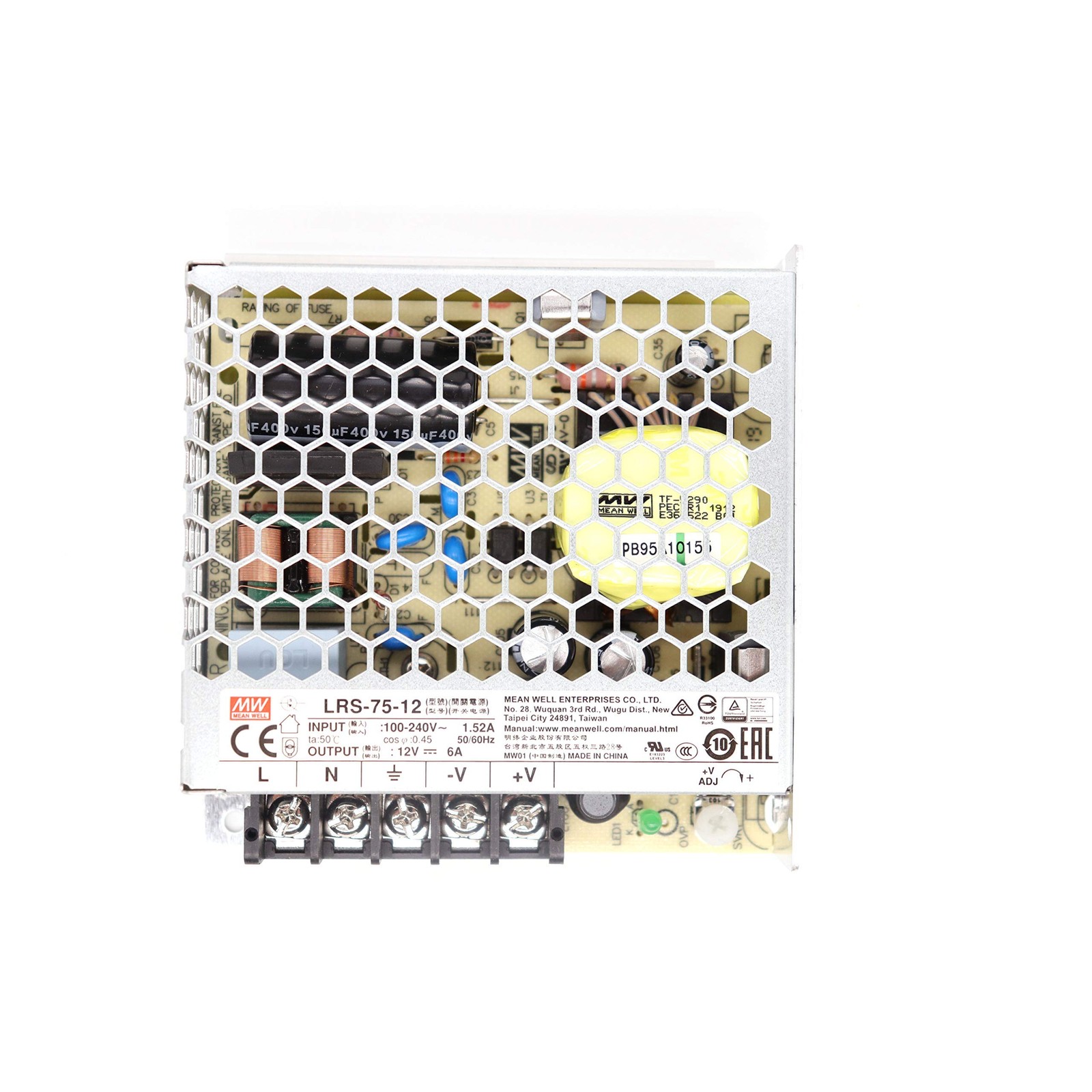 72W 12V 6A Single Output Enclosed Metal Case Switching Power Supply Unit