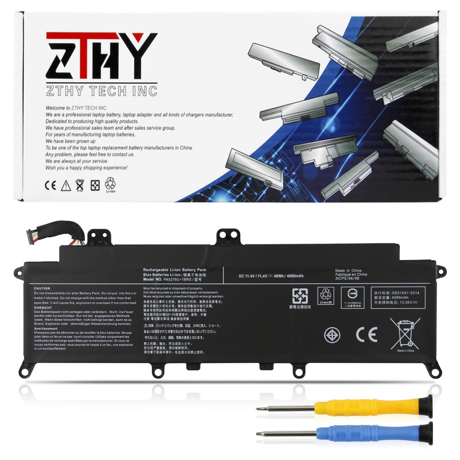 48Wh Laptop Battery Replacement for Toshiba Tecra X40-D X40-E, High Capacity, Du