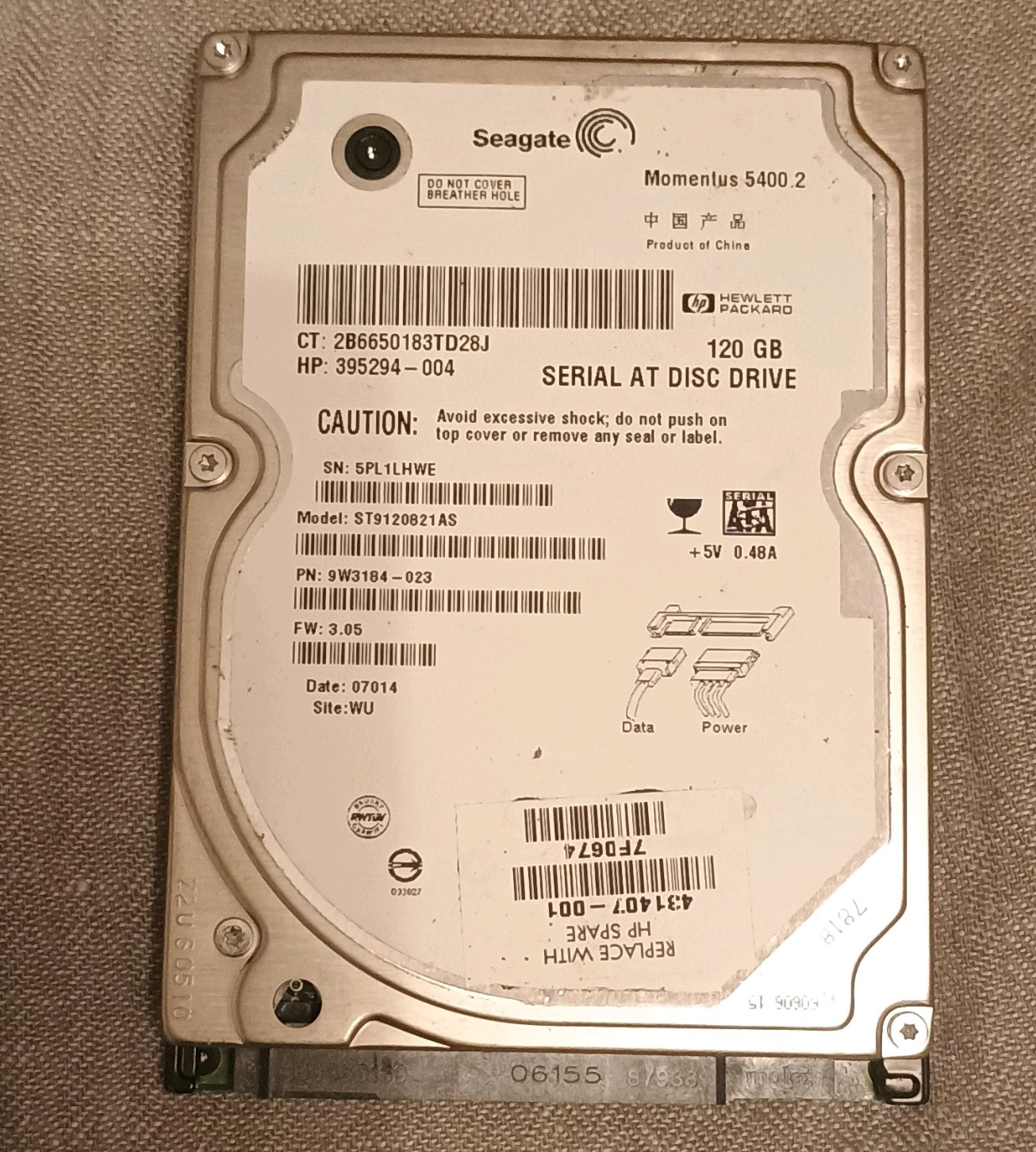 Seagate Momentus 5400.2 120GB 2.5" SATA 5400RPM 8MB Laptop HDD ST9120821AS