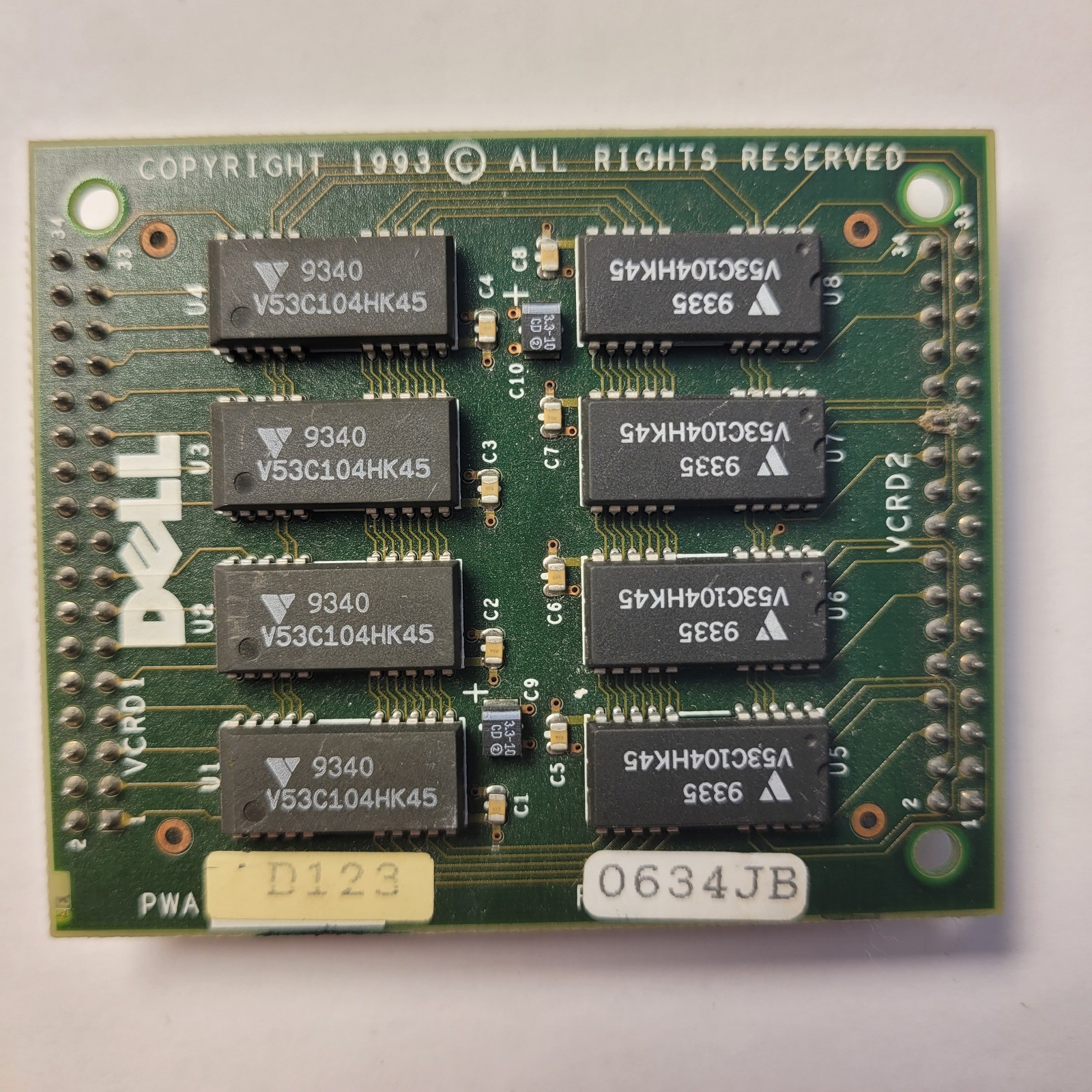 Dell Video Memory Board 0634JB PWB 39404 REV A00 Vintage 1993 VRAM Upgrade