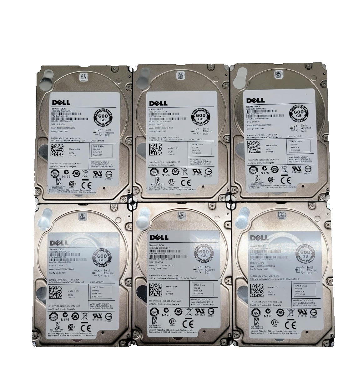 SAS-Lot of 6 Dell 600GB 2.5" SAS HDD -ST600MM0006
