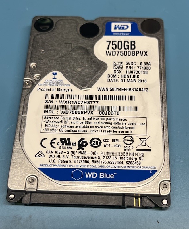 WD7500BPVX Original Western Digital 750GB 5400RPM 2.5" Laptop Hard Disk Drive