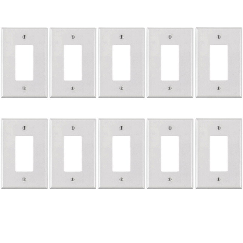 White Plastic 1-Gang Decora Style Wall Face Plate White (10 Pack)
