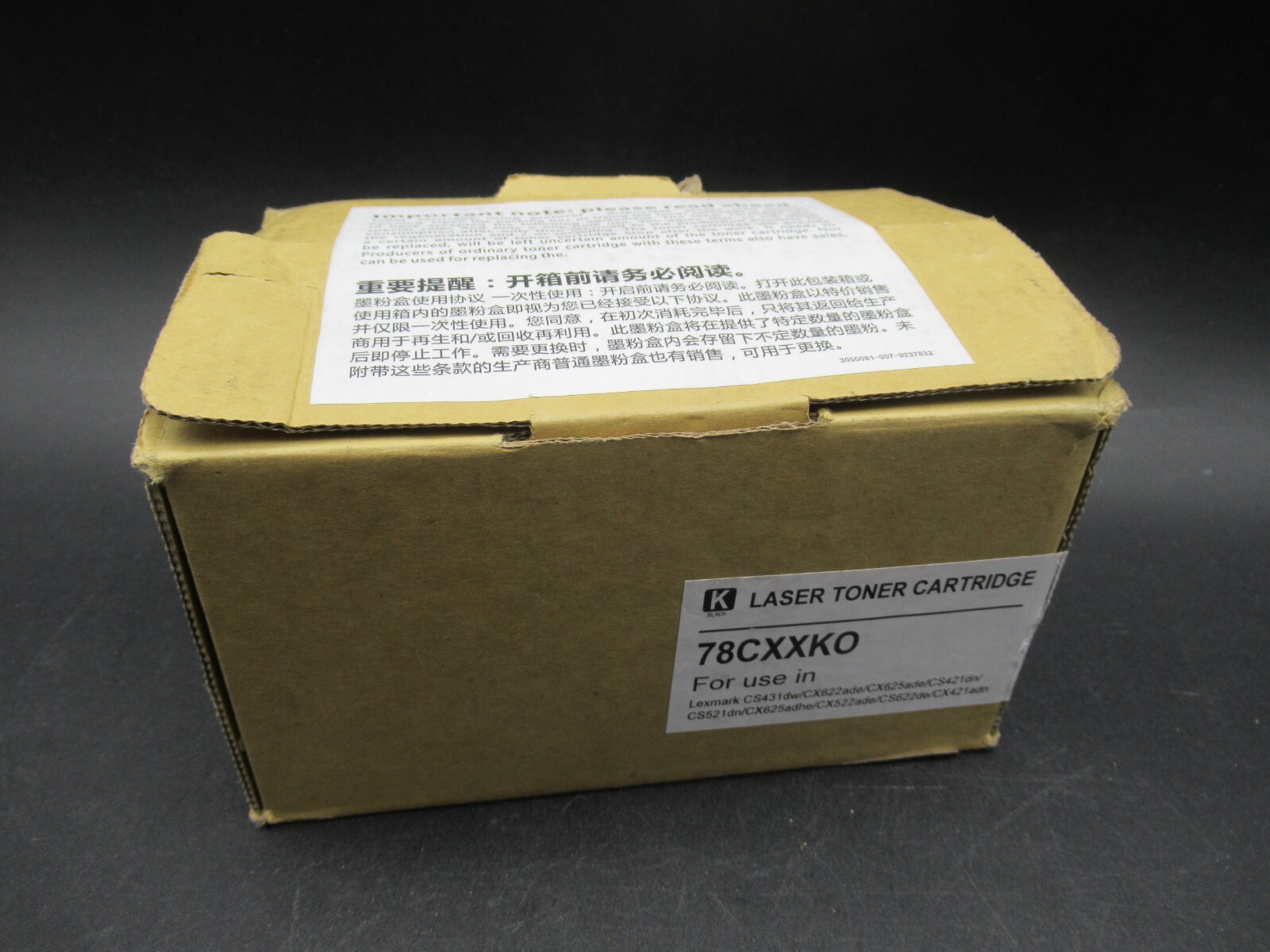 Lexmark Replacement Black Laser Toner Cartridge 78XXK0 For CS421 BK SEALED