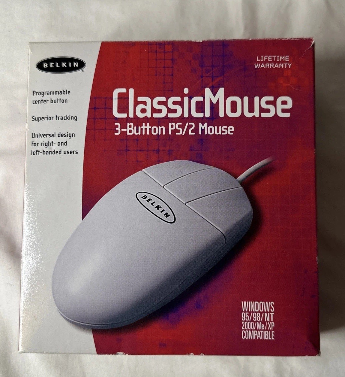 BELKIN Classic Mouse 3-button Ps/2 Vintage Programmable Center Button P56431 new