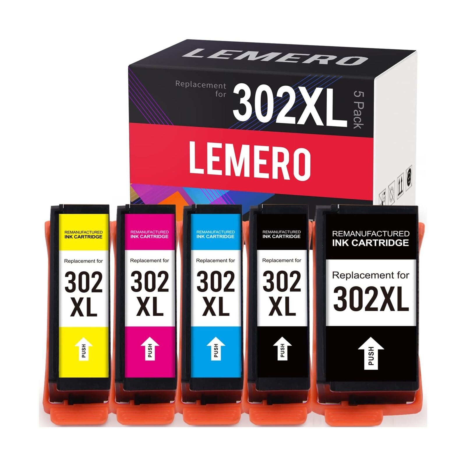 LEMERO Remanufactured Ink Cartridge Replacement for Epson 302 XL 302XL T302XL...