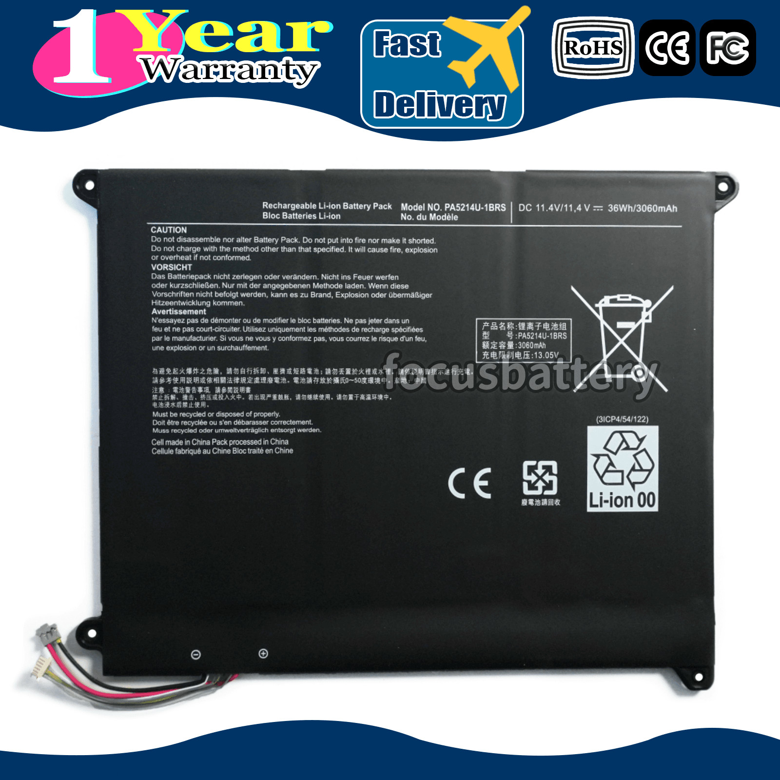 New PA5214U-1BRS 11.4V 36Wh Battery for Toshiba Portege Z20T-B Z20T-C WT20-B