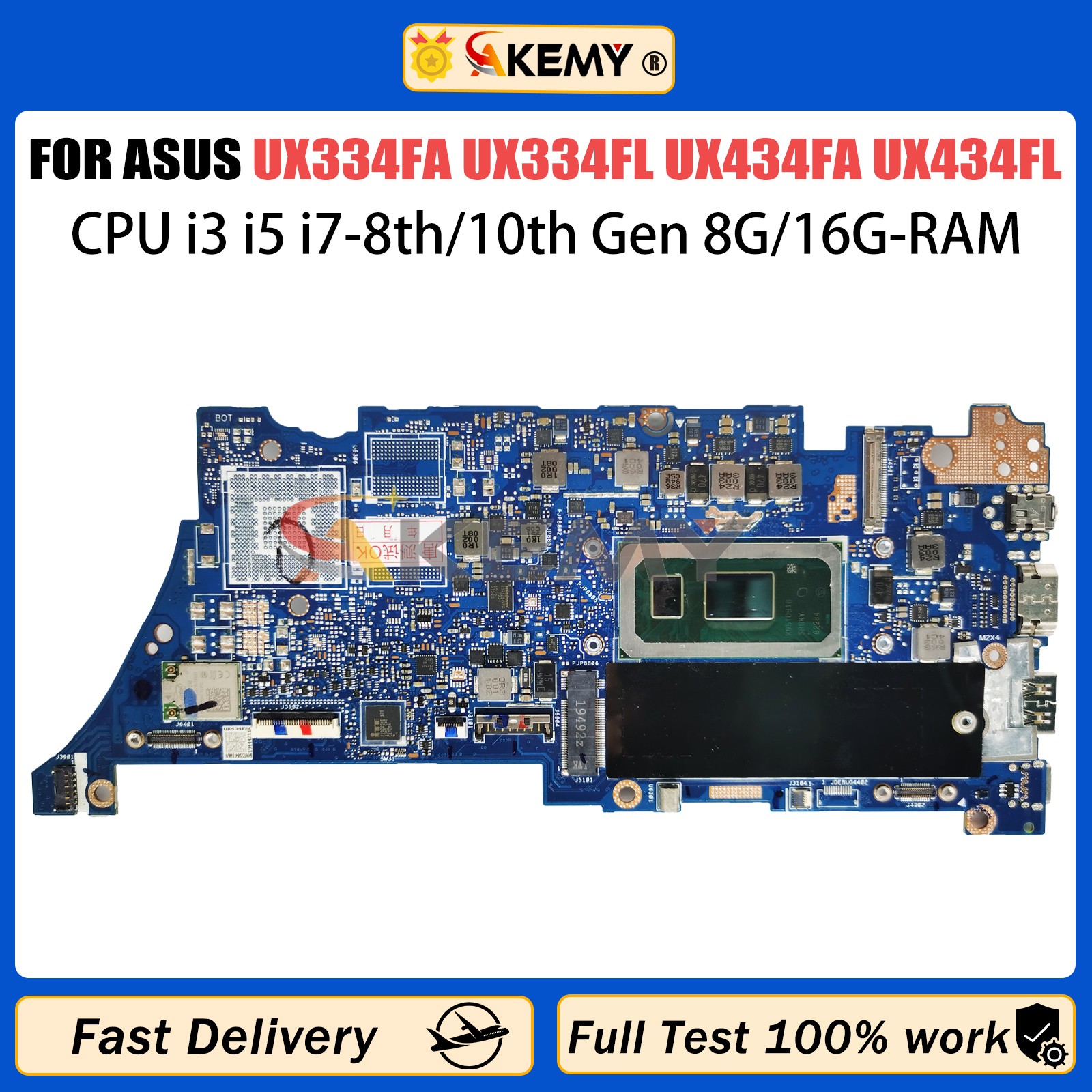 For ASUS Laptop Motherboard UX334FL UX334FLC ZenBook U4600F U3600F UX334FA​