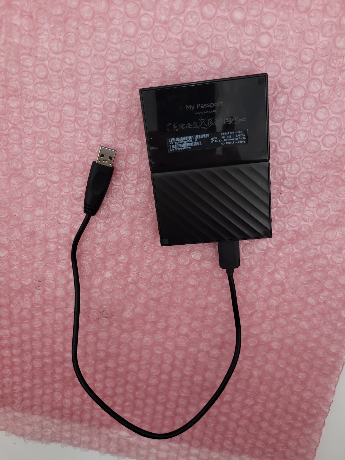 Western Digital WD External My Passport 4TB USB-B to USB-A HDD WDBYFT0040BBK-0A