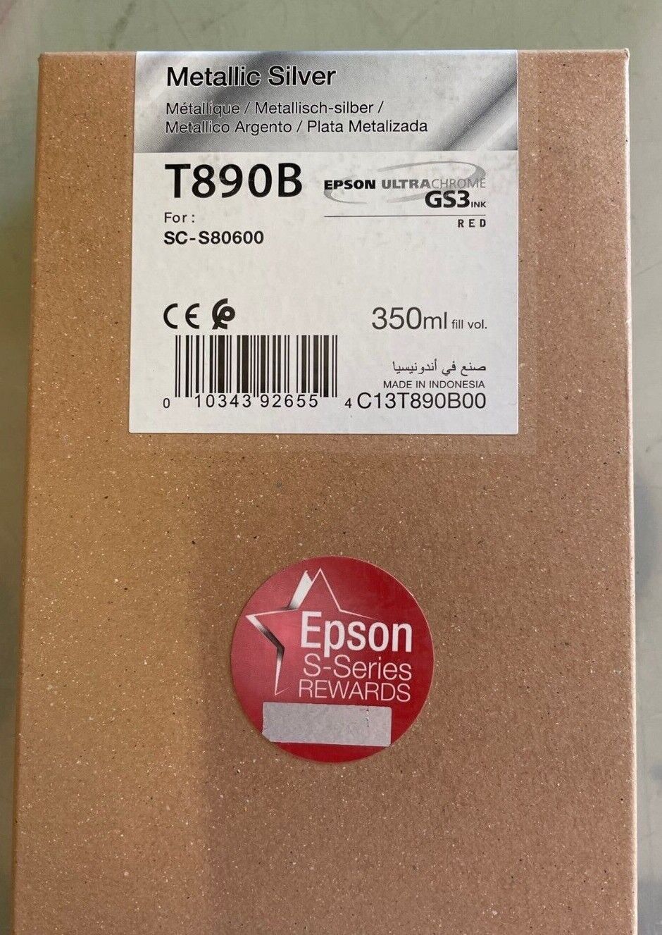 New Epson T890B Metallic Silver 600ml Ink Cartridge SC-S80600 Expired unopened