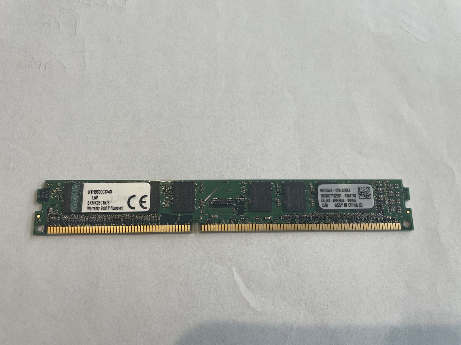 Kingston KTH9600CS/4G 4GB PC3-12800U 1600MHz Low Profile 1.5V Non-ECC DDR3 RAM