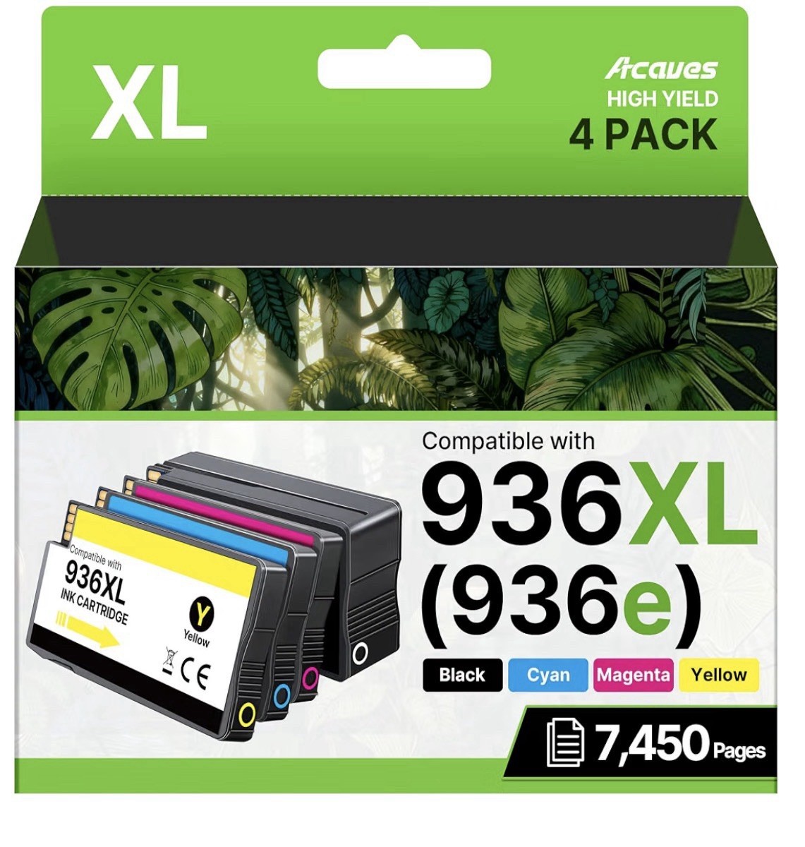 936e 936XL High Yield Ink Cartridge Combo Pack (Black, Cyan, Magenta, Yellow)