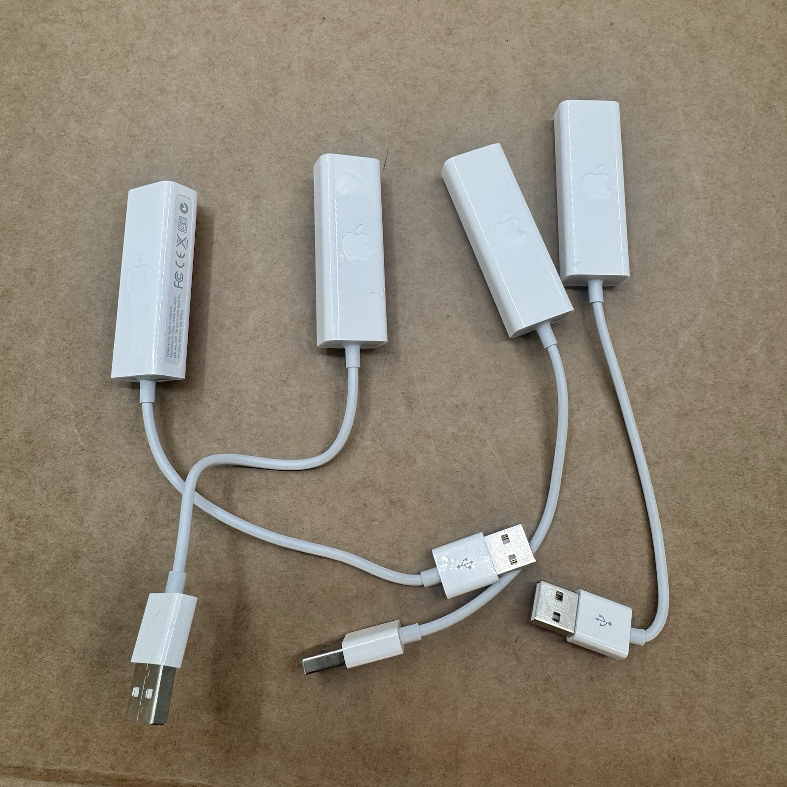 Lot of 4 Genuine Apple A1277 USB Ethernet Adapters USB-A to RJ45 OEM Tested