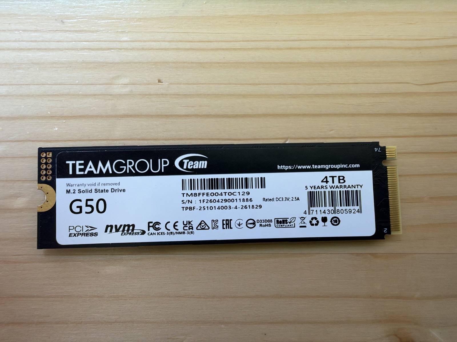 Team Group T-FORCE G50 M.2 2280 4TB PCIe 4.0 x4 with NVMe 1.4 TLC Internal Solid