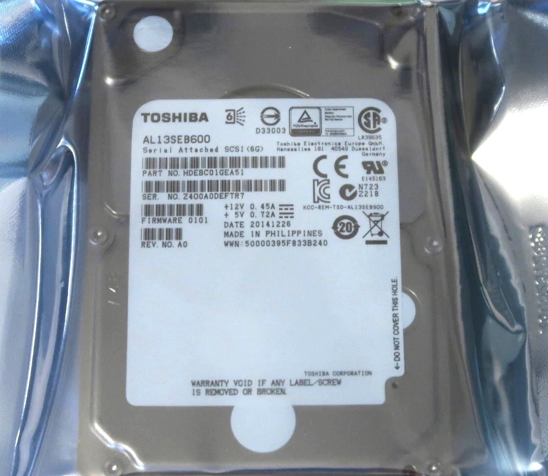 Toshiba HDEBC01GEA51 2.5" 600GB 10K SAS 6Gbs Dell R610 R620 R630 R710 R720 R730