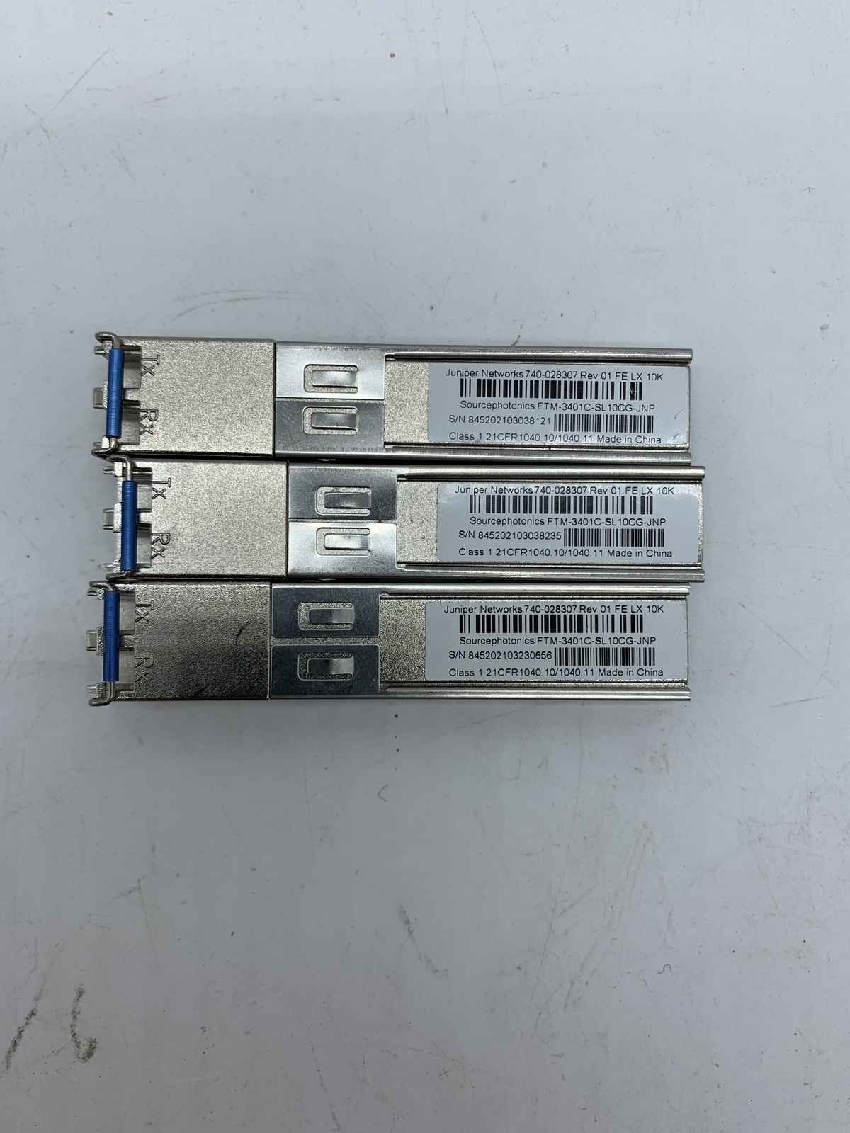 LOT OF 3 Juniper 740-028307 Rev 01 FE LX 10K Transceiver Modules 
