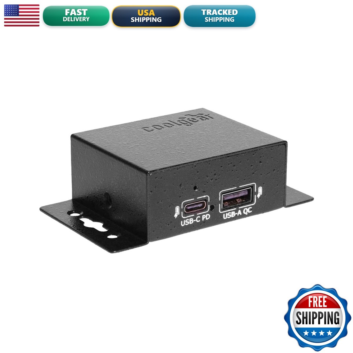 Coolgear CG-PD60PPS 75W Dual Port USB-A USB-C PD Charger QC 4.0 PPS Industrial