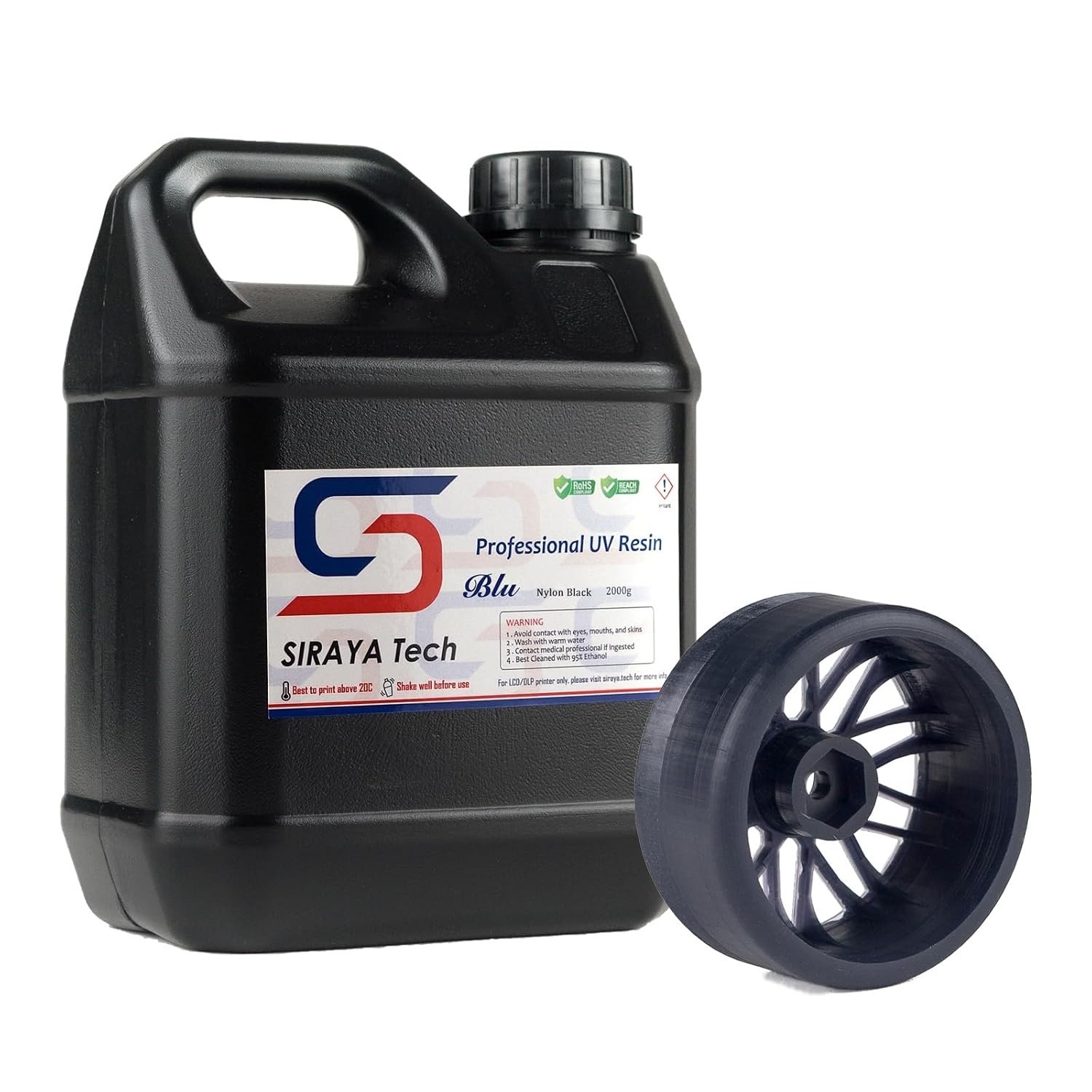 Blu Nylon-Like 3D Printer Resin, Nylon Black, 2kg Exceptional Strength & Precisi