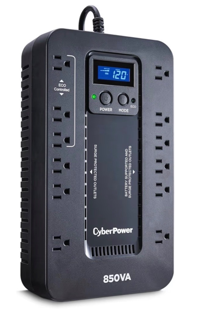 EC850LCD Ecologic UPS Battery Backup and Surge Protector, 850VA/510W, 12 Outlets