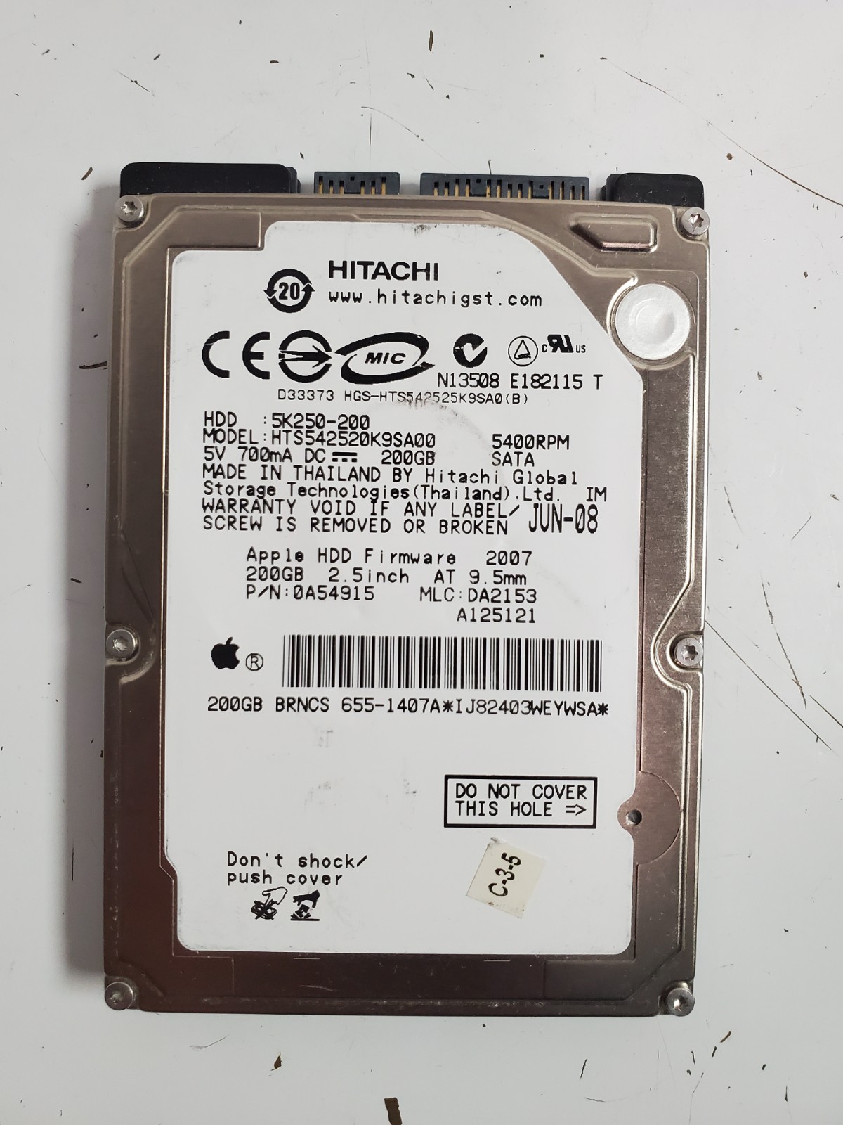 Hitachi HTS542520K9SA00 200GB 2.5" SATA HDD 5400RPM Laptop Hard Drive Tested