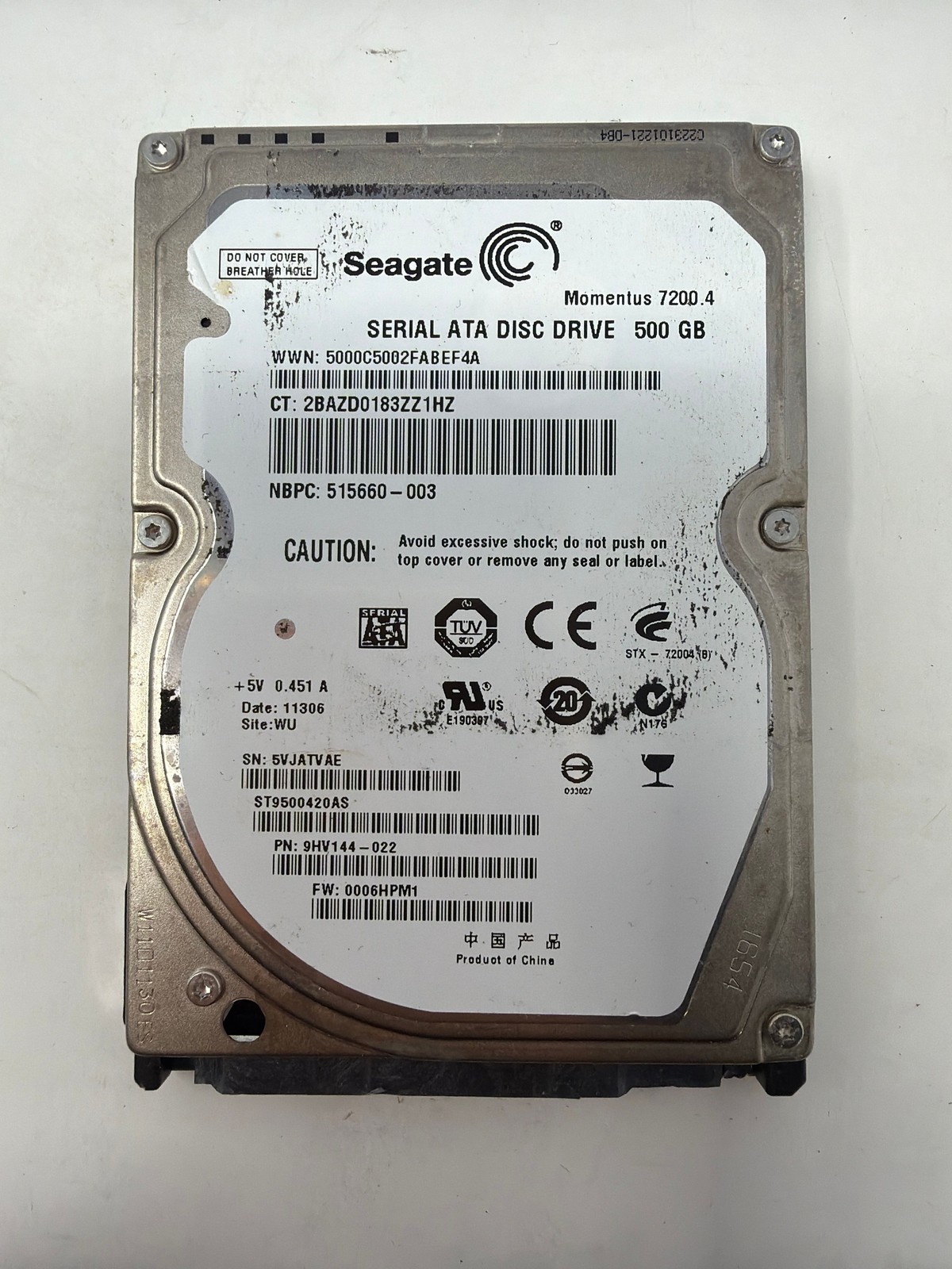 Seagate Momentus 7200.4 500GB SATA Grade B
