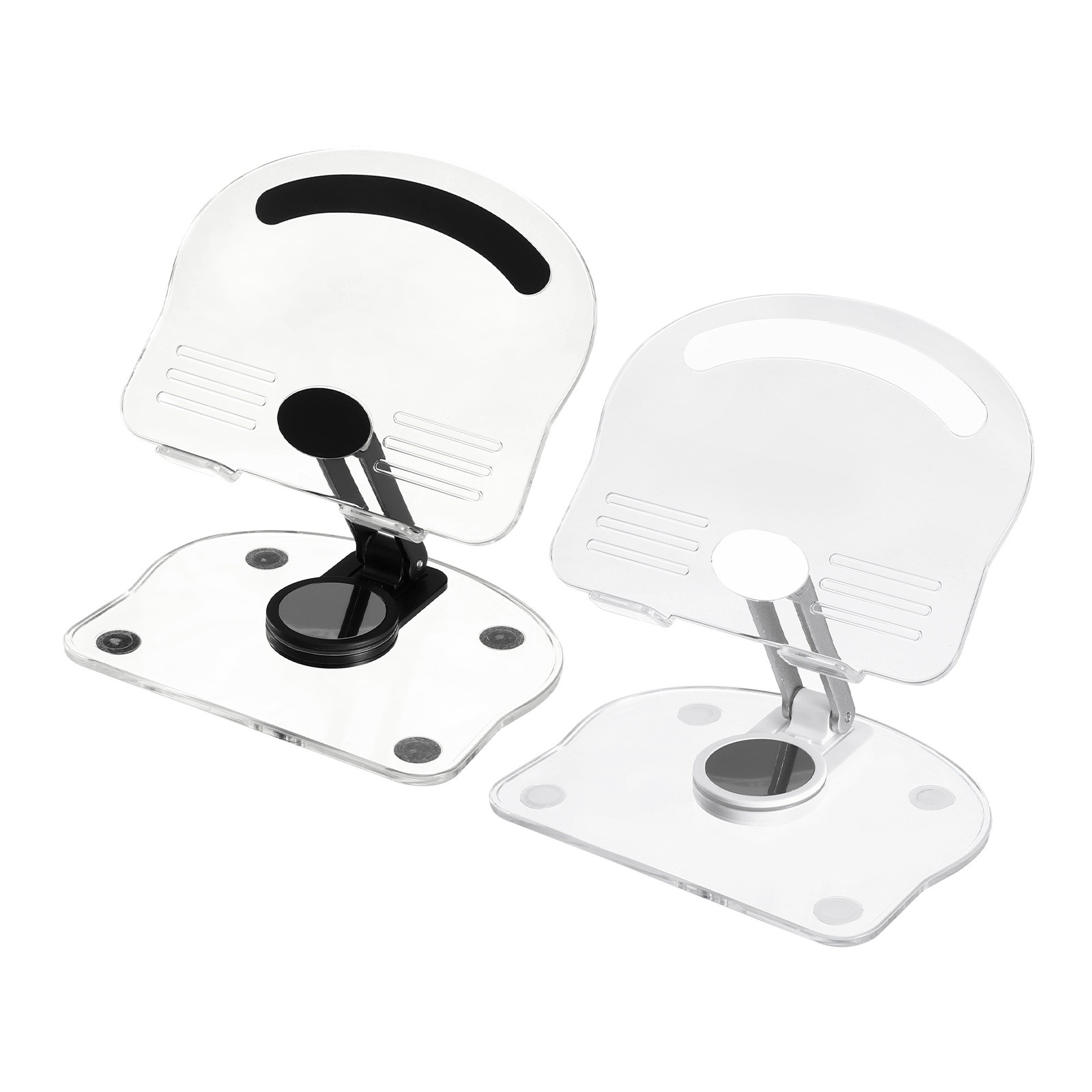 2 PCS Acrylic Tablet Stand,Acrylic Tablet Holder Adjustable Foldable,White Black