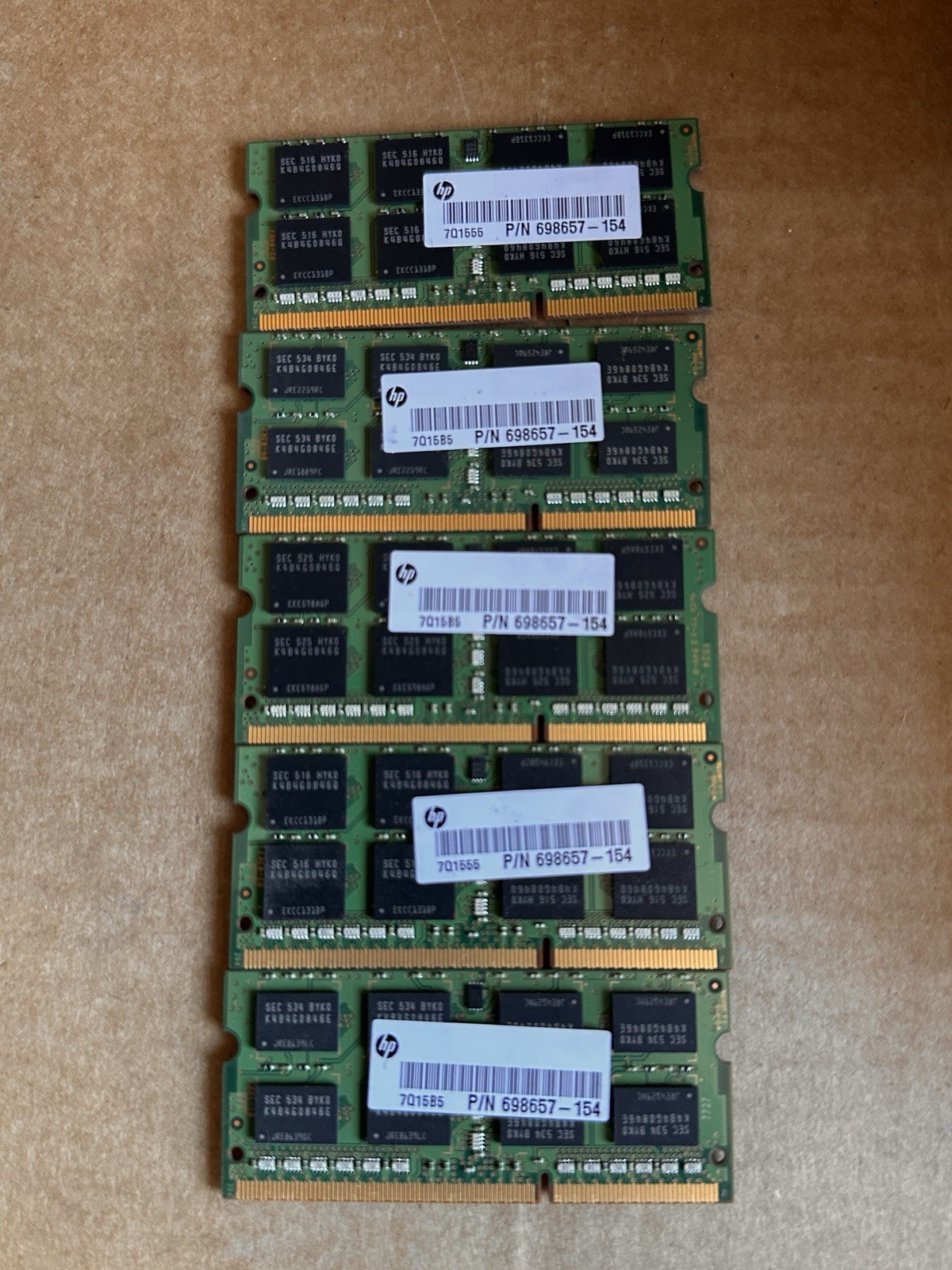 Lot Of (5) Samsung 8GB 2Rx8 PC3-12800s DDR3 Ram Memory