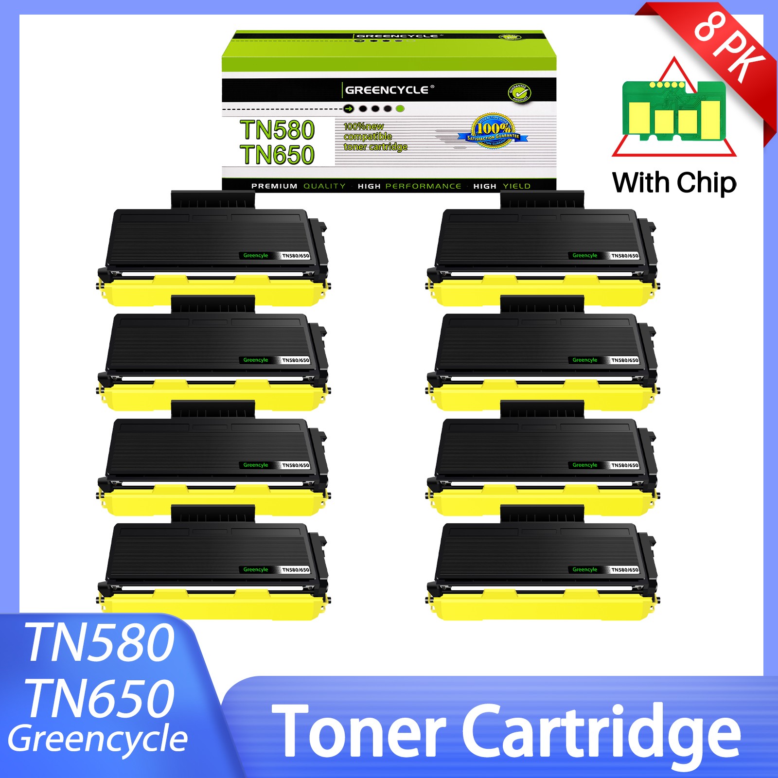 8PK TN580 Toner Cartridge Fits for Brother TN-580 DCP-8065 MFC-8860DN MFC-8870