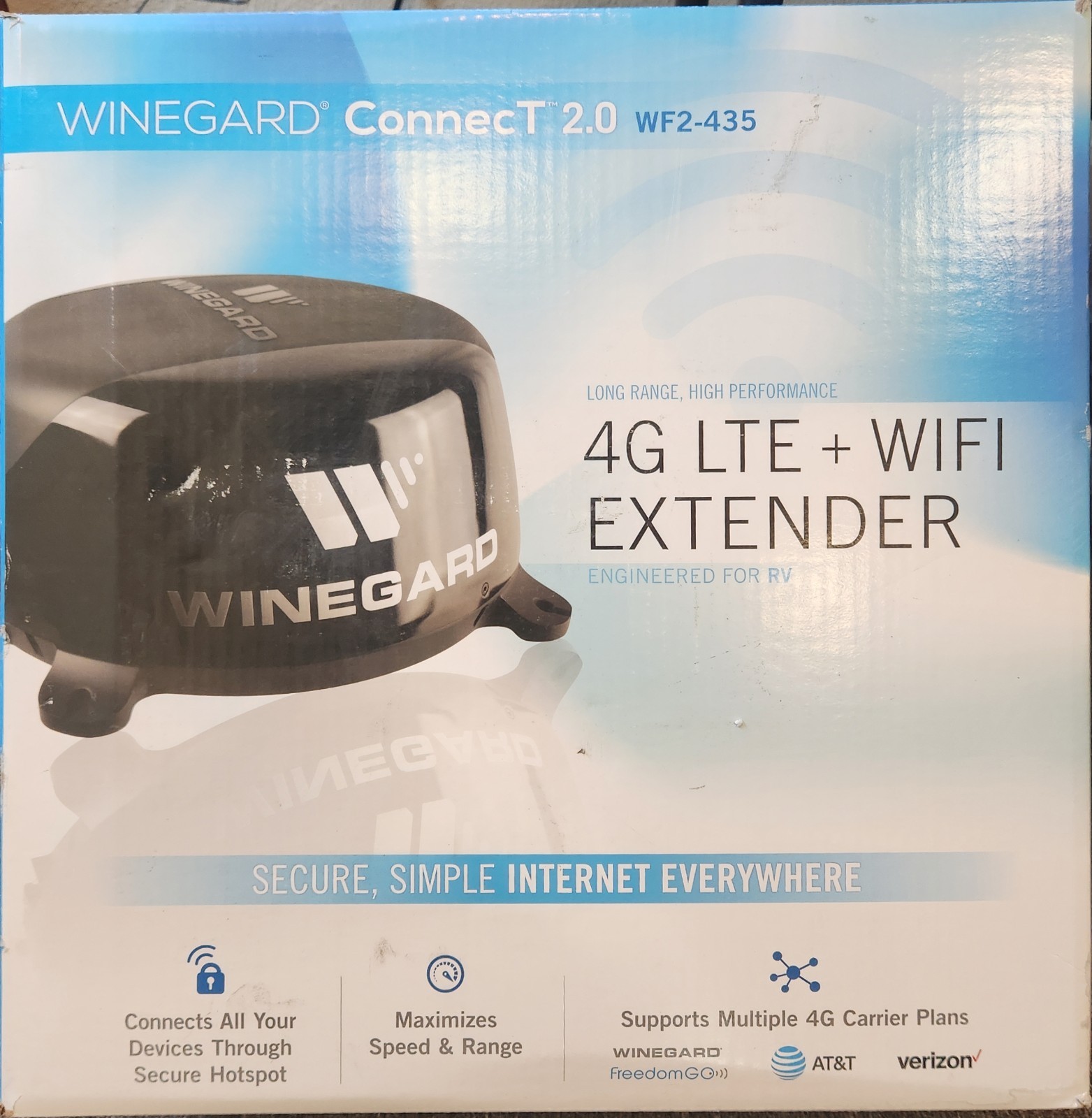 Winegard ConnecT 2.0 WF2-435 4G LTE Wi-Fi Extender Secure Hotspot for RV