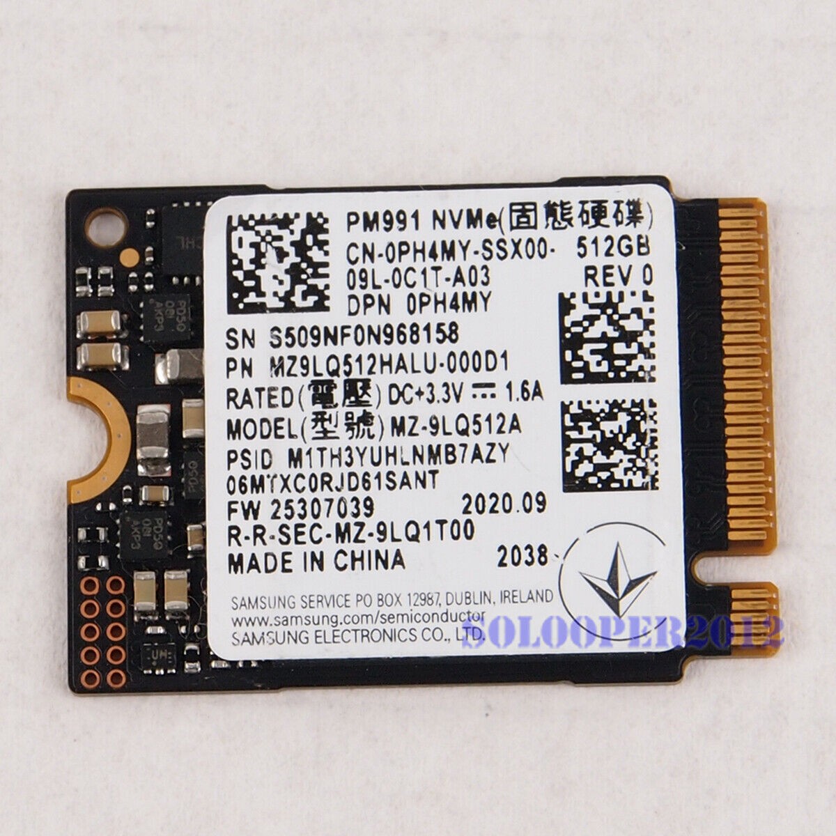 Samsung PM991 512GB NVMe M.2 2230 Internal SSD MZ-9LQ512A MZ9LQ512HALU
