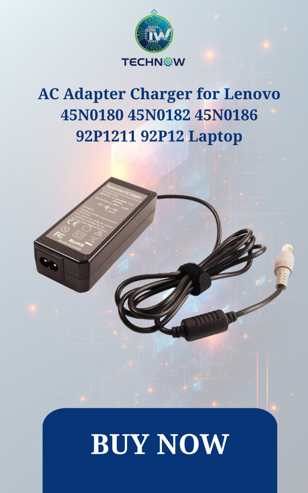 Ac Adapter Charger for Lenovo 45N0180 45N0182 45N0186 92P1211 92P1212 Laptop