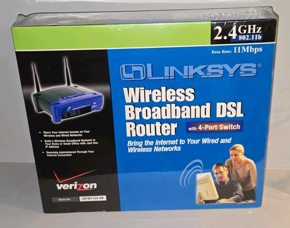 Linksys  4-Port Wireless Broadband DSL Router 2.4GHz 802.11b 11 Mbps Sealed.