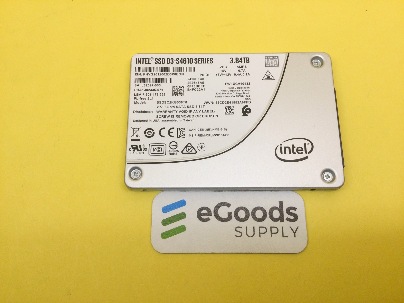 Intel D3-S4610 Series 3.84TB SATA 6Gb/s 2.5'' SSD SSDSC2KG038T8