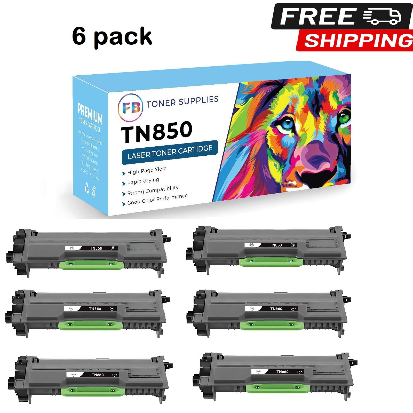 6 PK TN850 TN-850 TN820 Toner Cartridge For Brother TN820 MFC-L5800DW MFC-L5850D