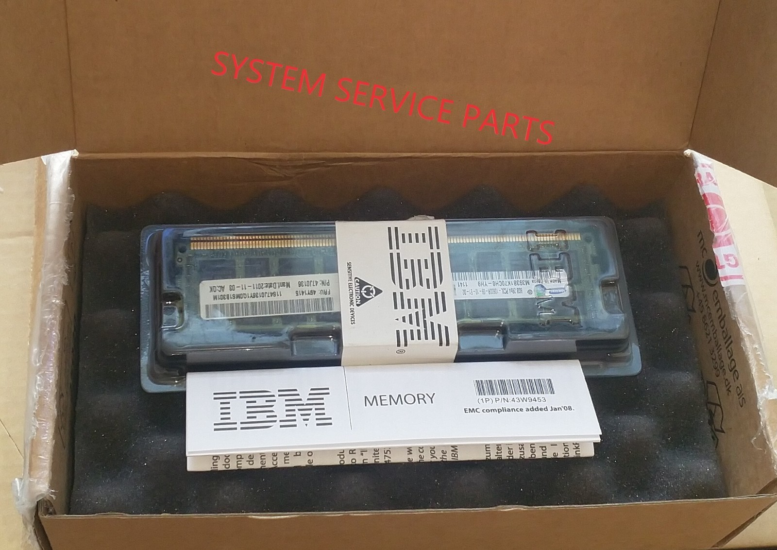 GENUINE IBM LENOVO 8GB MEMORY PC3 10600 DDR3 ECC 240 1.35V 49Y1415 49Y1397 (NEW)