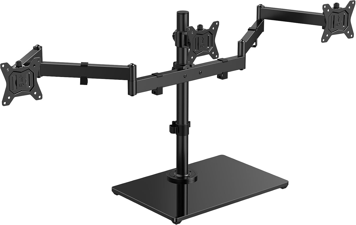 HUANUO Free Standing Triple Monitor Mount for 13-27 Inch Screens | XX287