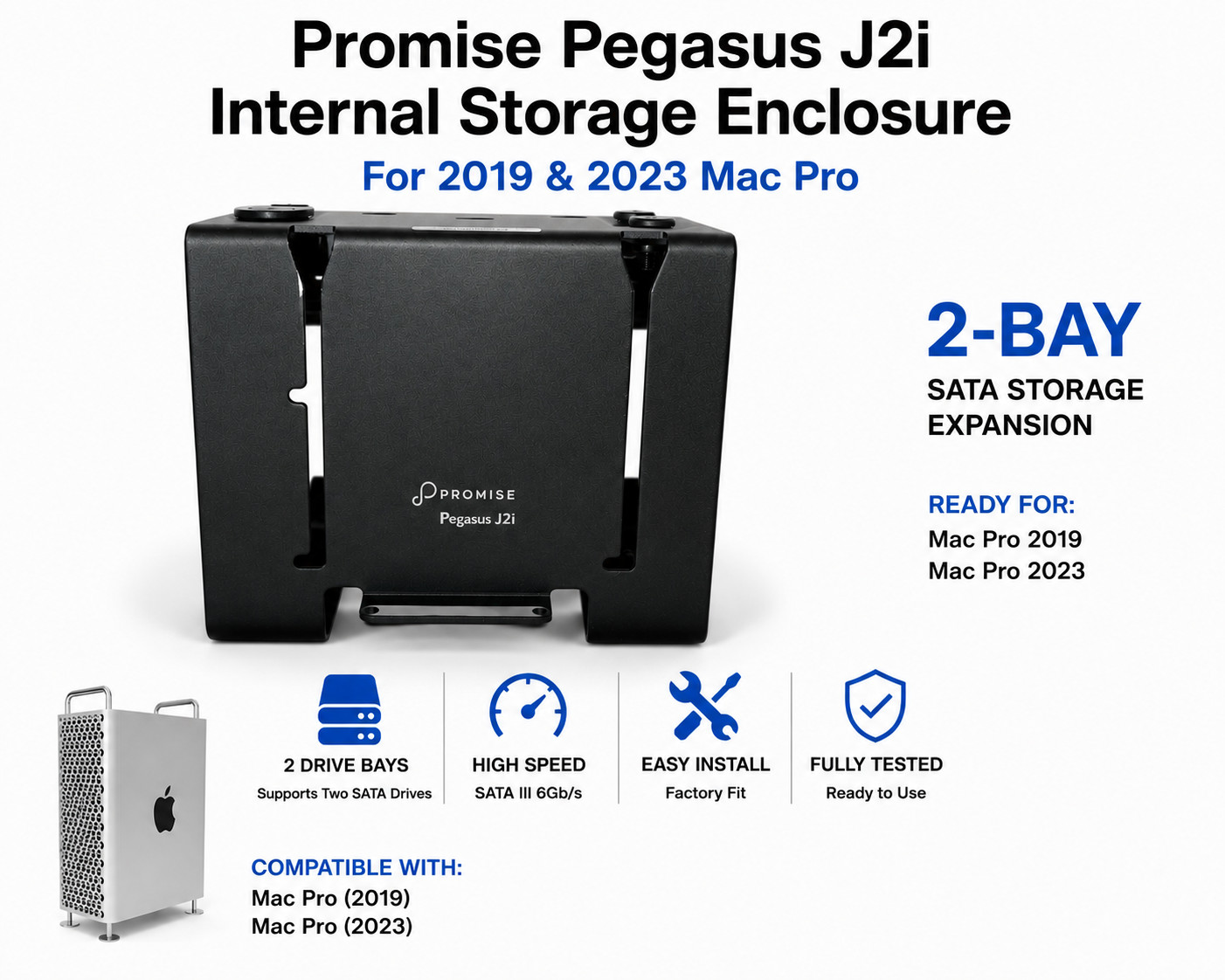 Promise Pegasus J2i Internal Storage Enclosure for 2019 & 2023 Mac Pro
