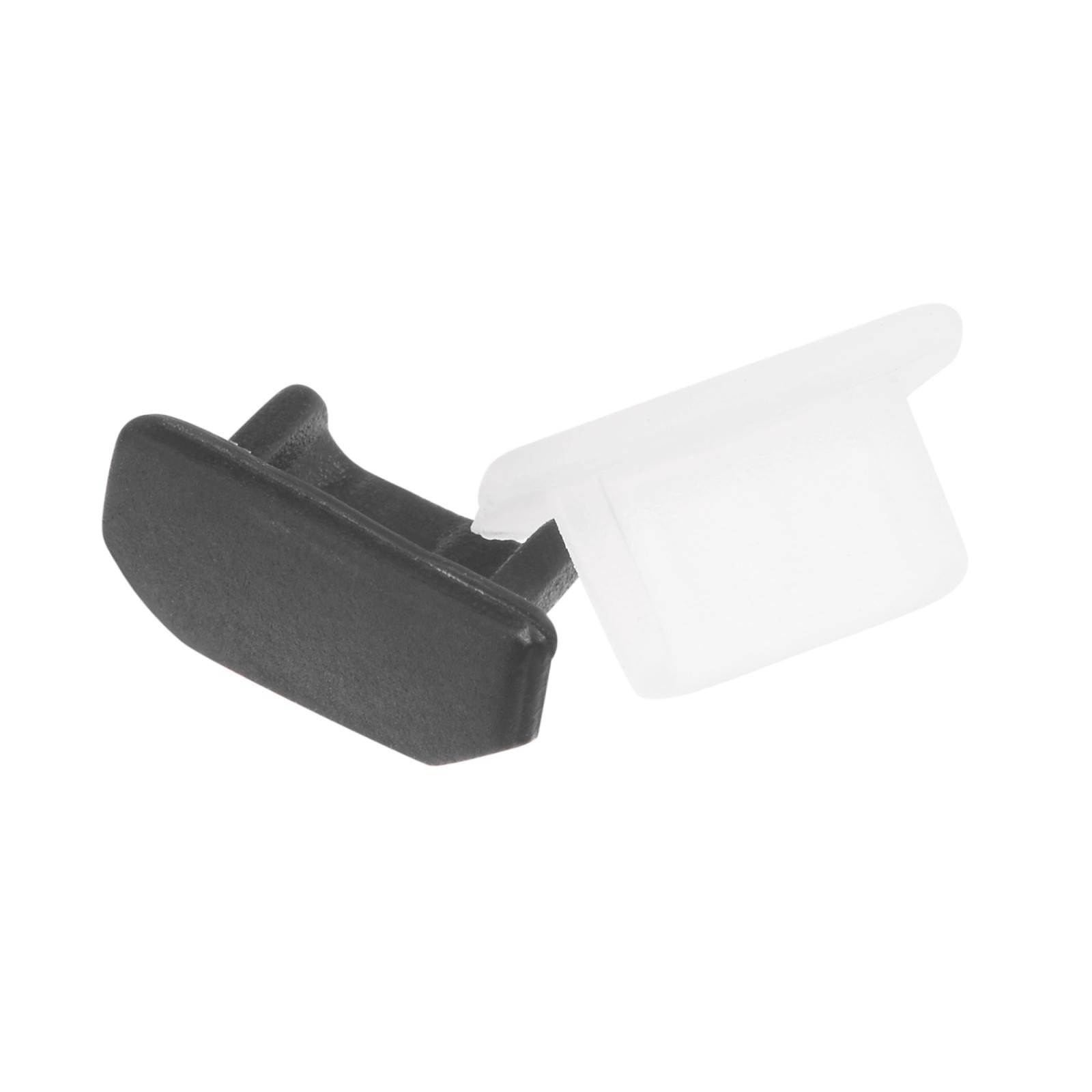 20pcs Silicone Micro USB Port Cover Protector 6.5mmx2.3mm Black Clear