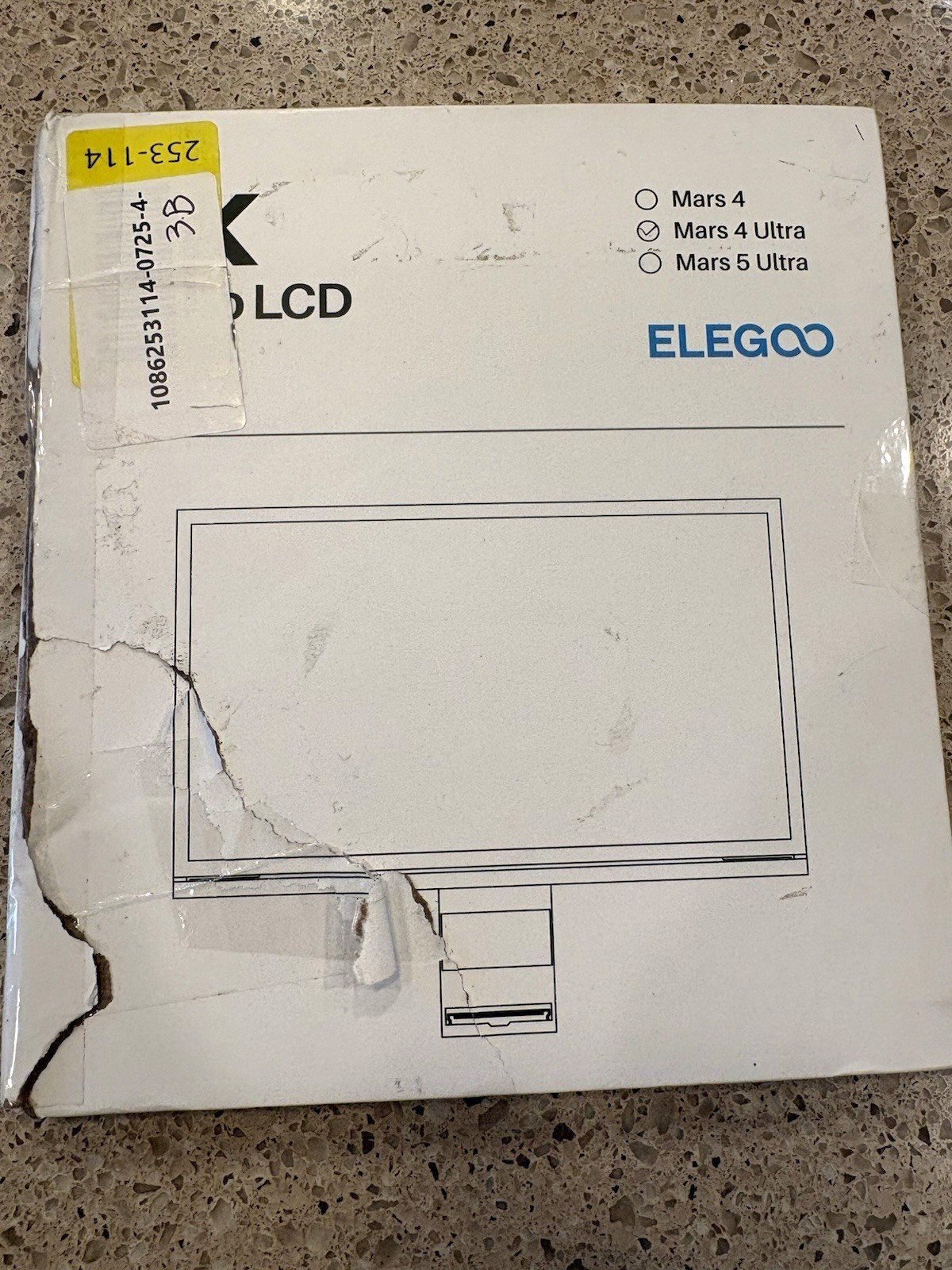 ELEGOO Replacement LCD Screen for Mars 4 Ultra 3D Printer, Black MPN 253-114